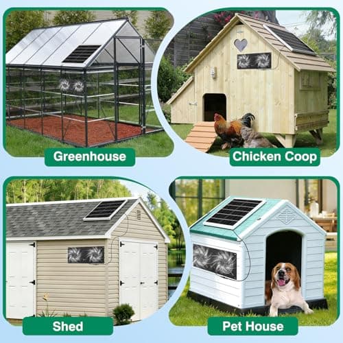 40W Solar Powered Exhaust Fan with 18000mAh Battery & Timer, 3500RPM High-Speed Waterproof Ventilation Fan for Chicken Coop, Greenhouse, Shed, Pet House & Window — view 5