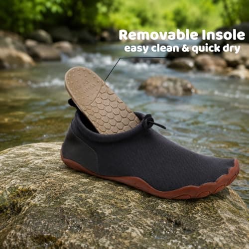 WHITIN Men Water Shoes for Women Quick Drying Swim Sneakers Grey M11/W13 — view 4