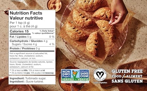 Sugar In The Raw - Turbinado Cane Sugar, Natural & Unrefined - Perfect for Baking, Coffee, and Sweetening - Non-GMO, Kosher Certified, Vegan, Made in Canada - 500g Canister