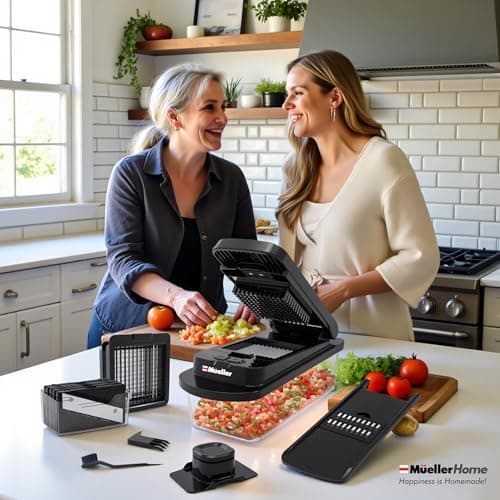 MUELLER HOME Pro-Series 10-in-1, 8 Blade Vegetable Chopper, Mandoline Slicer, Onion Mincer, Cutter, Dicer, Veggie Chopper with Container, Kitchen Essentials, House Warming Gifts New Home, Black — view 8
