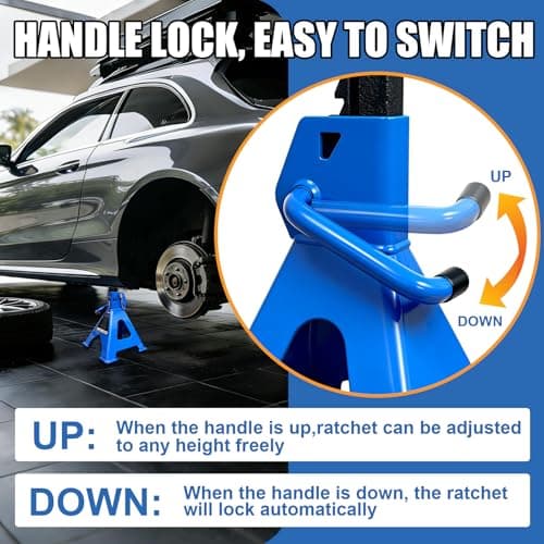 3 Ton Jack Stands Heavy Duty 6,600 LBs, Car Jack Stand for Trucks with Double Pin Locking & Extra Rubber Pads, 11.3"-16.5" Adjustable for Garage, Home,DIY Vehicle Lifting, 1 Pair Blue — view 4