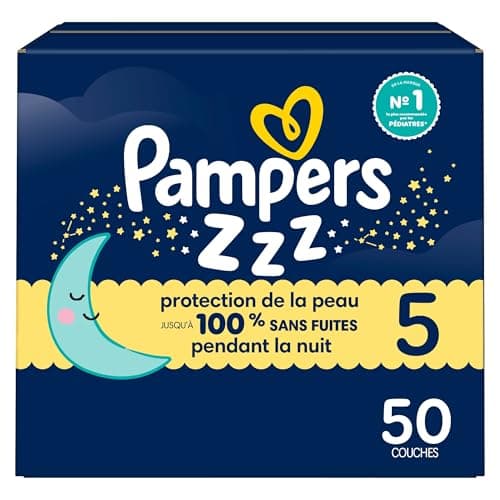 Pampers ZZZ Overnight Diapers, Size 5 (12+ kg), Nighttime Protection Disposable Baby Diaper, 50 Count