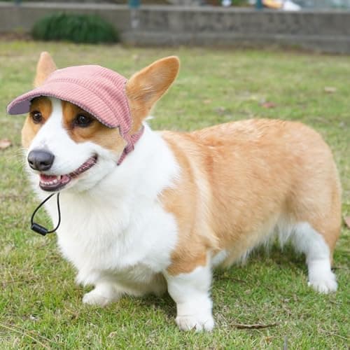 Dog Baseball Cap, Dog Cat Summer Beach Visor Hat with Ear Holes, Adjustable Puppy Sunbonnet Headdress (Pink, X-Large) — view 4