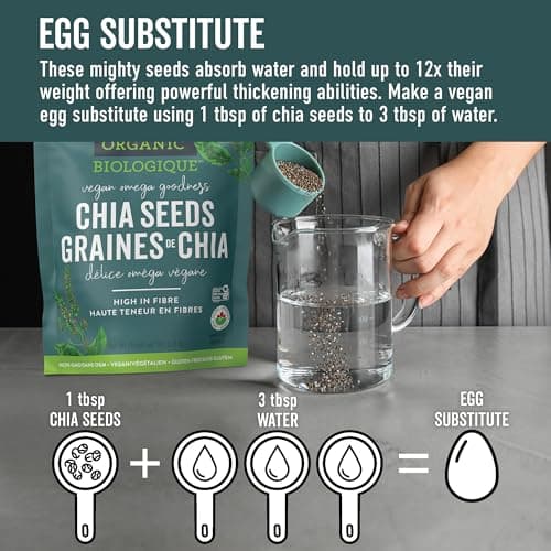 Viva Naturals Organic Chia Seeds, 2 lb – Plant-Based Omega-3s & 6s and Vegan Protein, Non-GMO, Black Chia Seeds Organic, Graine de Chia – Perfect for Smoothies, Salads, and Chia Seed Pudding — view 6