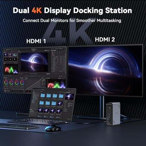 TobenONE 19-in-1 Laptop Docking Station Dual Monitor,10 USB C/A,2×4K HDMI — view 3