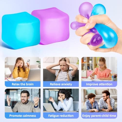 VISCOO 2 Pack Stress Cube, Slow Rising Ice Cube Squishy for Anxiety Relief — view 3