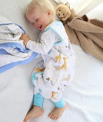 Mama Cheetah Baby Sleeping Bag with Feet, 0.5 Tog, Summer Sleeping Bag, Organic Cotton, Sleeveless, Baby Sleeping Bag with Legs for Infants, Children, Boys, Girls, 80 cm — view 4