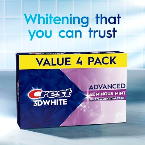 Crest 3D White Advanced, Teeth Whitening Toothpaste for Adults, 3.7 oz, 4 Pack, Cavity Protection Fluoride Toothpaste, Strengthens Enamel, Travel Size Toiletries — view 8