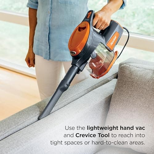 Shark Rocket Ultra-Light | Corded Stick Vacuum Cleaner for Carpet, Rugs & Hard Floors | Lightweight Hand Vacuum for Pet Hair & Upholstery | Swivel Steering | 2 Attachments | Gray/Orange | HV301 — view 4