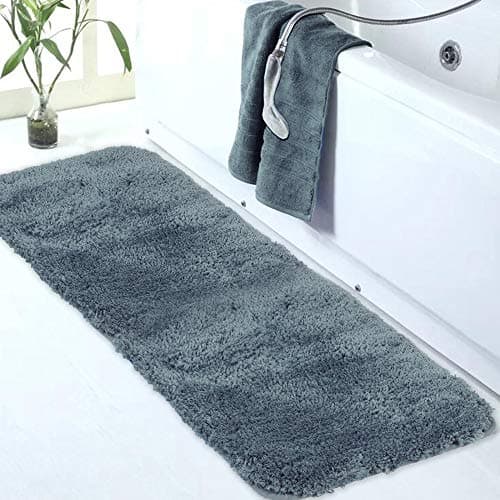Walensee Large Bathroom Rug (24 x 72, Slate) Extra Soft and Absorbent Shaggy Bathroom Mat Machine Washable Microfiber Bath Mat for Bathroom, Non Slip Bath Mat, Luxury Bathroom Floor Mats