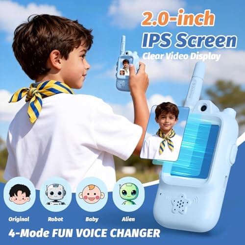 AQLL Kids Video Walkie Talkies, 2 Pack Rechargeable Long Range Walkie Talkies for Kids, Two-Way Radios with Voice Changer, Indoor Outdoor Toys,Children's Day Birthday Gifts for Boys & Girls Ages 3–12 — view 3