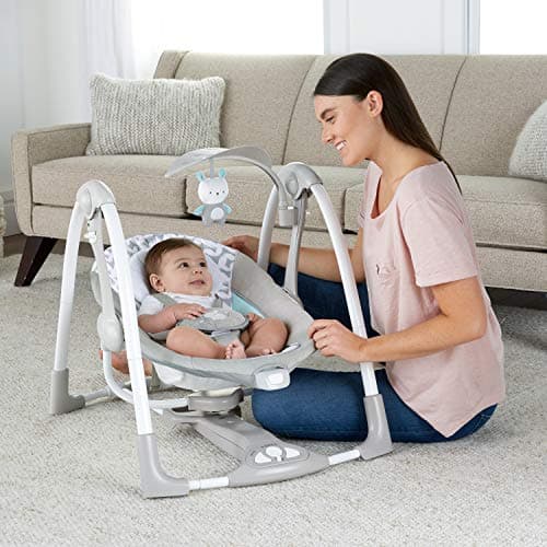 Ingenuity ConvertMe 2-in-1 Compact Portable Automatic Baby Swing & Infant Seat, Battery-Powered Vibrations, Nature Sounds, 0-9 Months 6-20 lbs (Raylan) — view 2