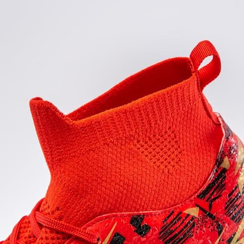 PMKZSES High-Top Soccer Cleats for Outdoor Training Matches Football Shoes Red — view 4