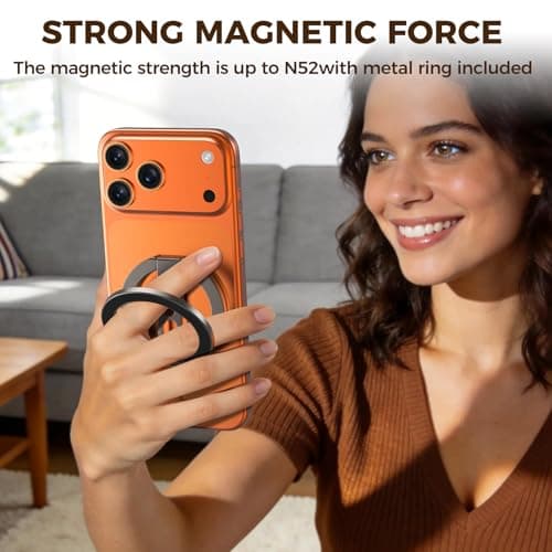 ZBHISHE Magnetic Phone Ring for MagSafe Grip [Dual-Sided Magnetic] [Magnet Phone Stand Grip Compatible with Car Mounts] Mag Safe Accessory for iPhone 17/16/15/14/13 Pro Max Plus, Grey — view 5