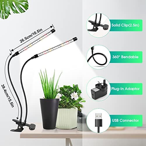 Wolezek Grow Lights for Indoor Plants, 6000K 40 LEDs Full Spectrum Plant Grow Lights Indoor, White Grow Lamp with Clip, Auto ON & Off Timer 6/12/16H, 3 Modes, 5-Level Dimmable Brightness — view 5