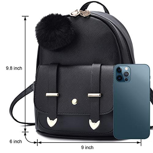 I IHAYNER Girls Fashion Backpack Mini Backpack Purse for Women Teenage Girls Purses PU Leather Pompom Backpack Shoulder Bag Gold Pink — view 2