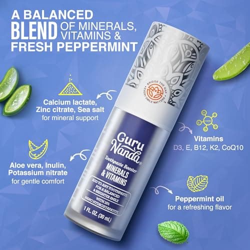 GuruNanda Toothpaste Booster with 15% Nano Hydroxyapatite – Add to Toothpaste for Whitening & Fresh Breath, Fluoride-Free Formula with Vitamins & Minerals, Up to 60 Uses — view 3