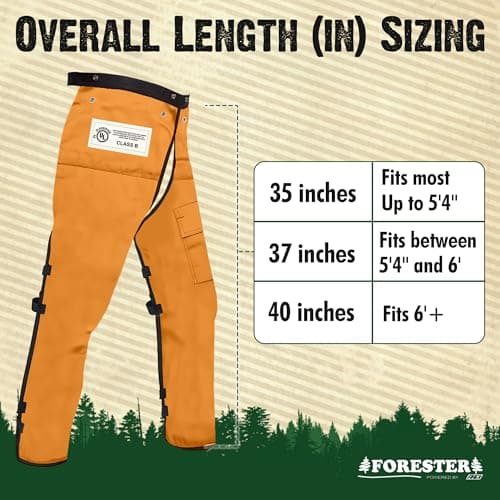 FORESTER Chainsaw Chaps for Men & Women | Apron Style Men's Chain Saw Chaps with Pocket & Adjustable Waist | Chainsaw Safety Equipment | Orange 37" — view 2