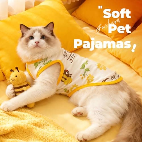 PETCARE Cartoon Dog Shirts for Small Dogs Cute Dog Clothes Yellow Bee Tshirt Soft Cotton Puppy Pajamas Breathable Sleeveless Pet Tank Top Spring Summer Dogs Clothes for Chihuahua Yorkie Shih Tzu — view 3