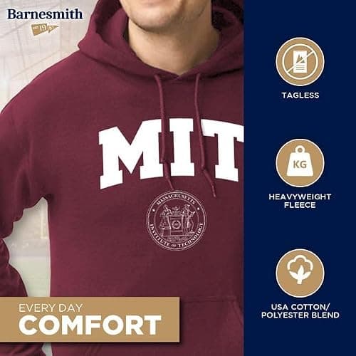 Barnesmith MIT Hooded Sweatshirt, Heritage, Maroon, Large — view 2