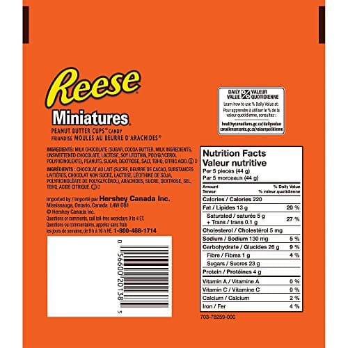 Reese Chocolate Candy Peanut Butter Cups, Miniatures, 230 Gram