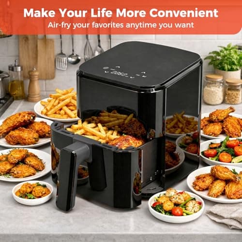 NEWBULIG Air Fryer, Compact Digital 3 Qt Airfryer with Nonstick Plate & Dishwasher Safe Basket, Quick Easy Meals, Features Auto Shutoff and Simple Touchscreen, Ideal for Small Spaces — view 4