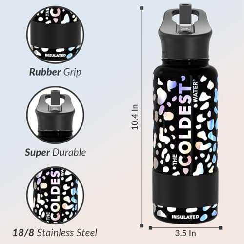 Coldest Insulated Water Bottle with Straw Lid - Stainless Steel Metal Insulated Bottle for Men & Women (Moonlight Leopard, 32 oz) — view 4