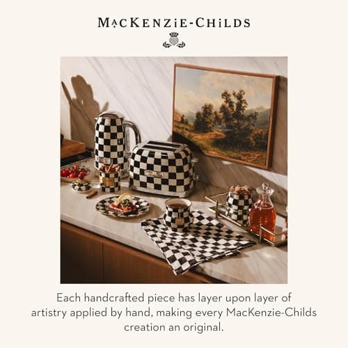MACKENZIE-CHILDS Coffee French Press, Black-and-White Courtly Check — view 5