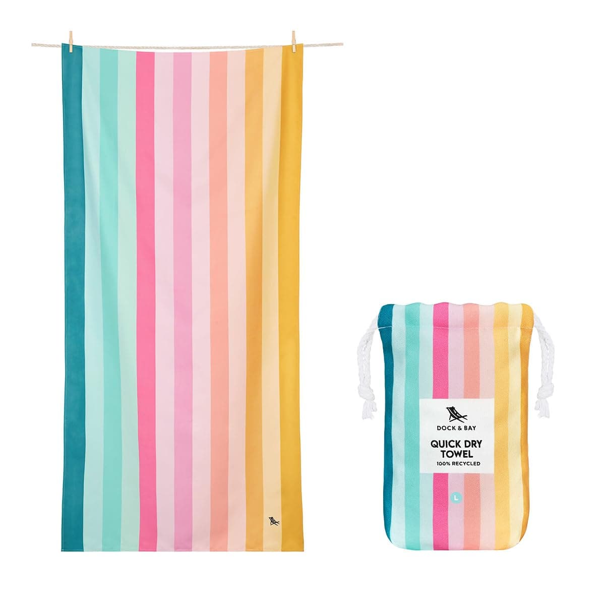 Dock & Bay Beach Towel - Quick Dry, Sand Free - Compact, Lightweight - 100% Recycled - Includes Bag - Cabana - Whitsunday Blue - Large (160x90cm, 63x35) — view 27