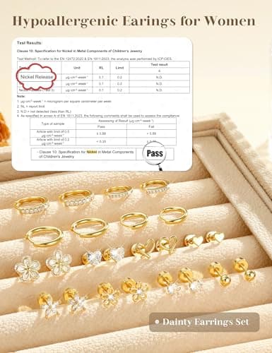 Hypoallergenic Gold Stud Earrings for Women - 14k Gold Plated Surgical Stainless Steel Flat back Earrings Set Small Huggie Hoop Flatback Earring for Sensitive Ears Screw Back Cartilage Piercing Jewelry — view 4