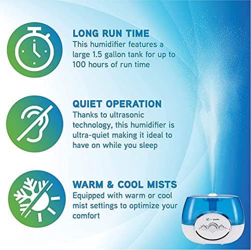 PureGuardian H1510 Ultrasonic Warm and Cool Mist Humidifier for Bedrooms, Quiet, Filter-Free, 11L Output Up to 100 Hr Run Time, 1.5 Gal Treated Tank Surface Resists Mold, Pure Guardian Room Humidifier — view 2