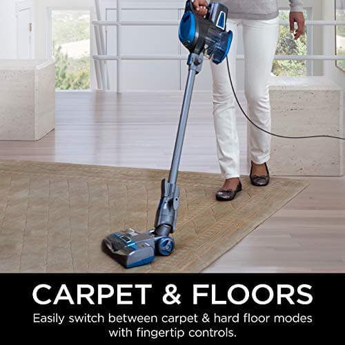 Shark Rocket Ultra-Lightweight Corded Stick Vacuum, Converts to Handheld, Swivel Steering, Nonstop Performance, for All Floor Types, Under 9 lbs, Easy-Empty Dust Cup, Blue (HV300C)