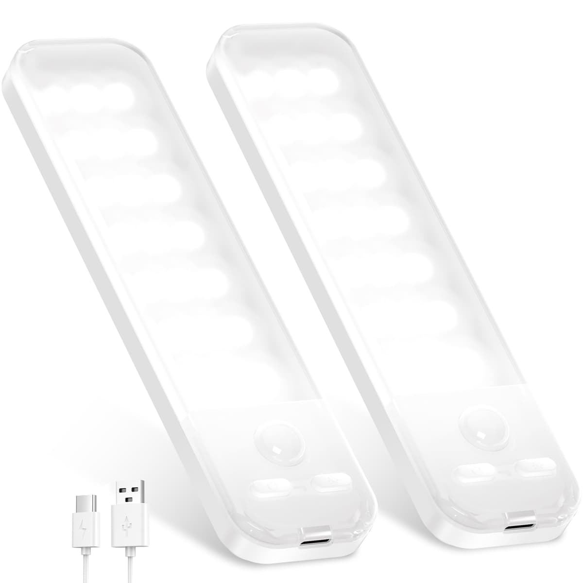 OUILA Under Cabinet Kitchen Lights, 64 LED [2 Pack] 3 Color Stepless Dimming Motion Sensor Lights Indoor, 1000mAh USB-C Rechargeable LED Lights for Cupboard, Kitchen — view 9