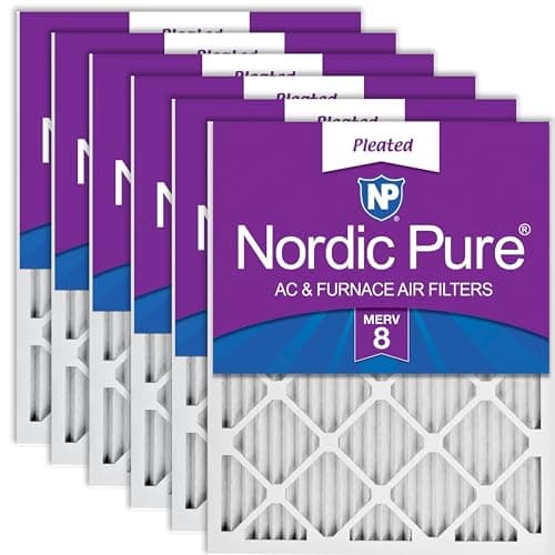Nordic Pure 16x25x1M8-6 MERV 8 Pleated AC Furnace Air Filter, 16x25x1, Box of 6