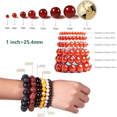HAAMIIQII 45pcs 8mm Natural Orange Red Carnelian Stone Beads Round Loose Gemstone Beads for Jewelry Making Strand 15 Inch — view 5