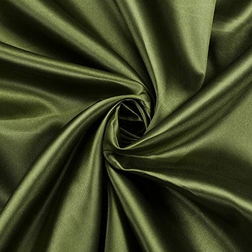 MDS Satin Fabric 5 Yards, 44" Wide, Silky Smooth Charmeuse Sateen Cloth for Wedding Arch Drapery Panel Backdrop Party Event Banquet Home Decoration Curtain Crafts DIY Sewing Costume - Olive Green — view 8