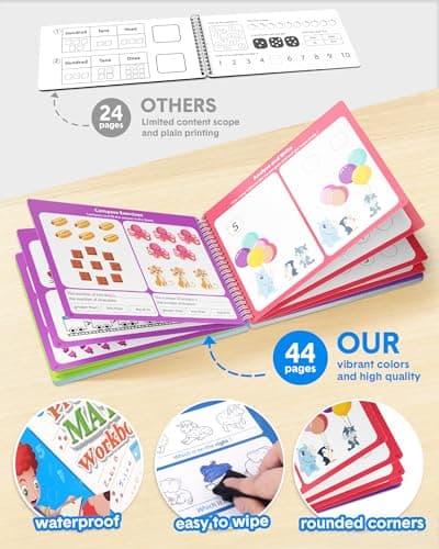 Coogam Math Learning Game for Kids Age 3-8, Number Tracing Handwriting Practice Workbook, Math Addition and Subtraction, Montessori Educational Preschool Learning Activities Gift Toy — view 3