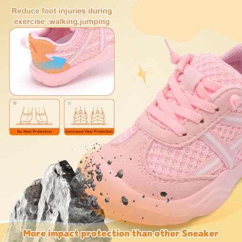 Besroad Sneakers for Boys Girls Kids Barefoot Running Walking Shoes Wide Toe Slip On Sneakers Breathable Lightweight Fashion Casual Tennis Shoes Pink 7 Toddler — view 4