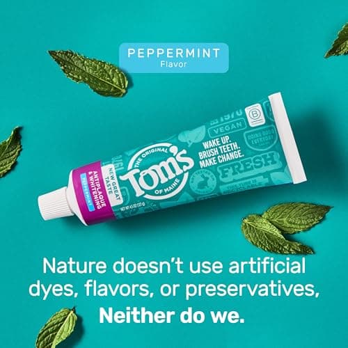 Tom's of Maine Fluoride-Free Antiplaque & Whitening Natural Toothpaste, Peppermint, 5.5 oz. (Pack of 2) — view 5