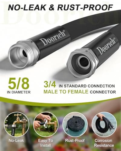 Doorich Garden Hose, Lightweight, Ultra Flexible, Durable, Kink-Free Water Hose - Made of TPU, Drinking Water Safe Material, Non-Shrinking, Easy to Store, All-Weather, Black (50 FT) — view 2