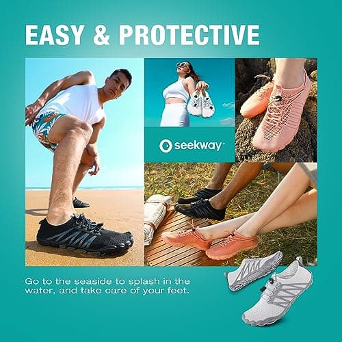 SEEKWAY Water Shoes for Women Adult Quick-Dry Aqua Sock Barefoot Men for Beach Swim River Pool Lake Hiking Kayaking Surfing Gradient Dark Grey — view 6