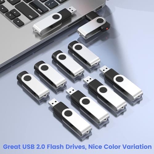 ABLAZE USB Stick 1GB 100 Pack, USB 2.0 Flash Drive 1GB with Lanyards Swivel Thumb Drives Memory Stick 100PCS (Black) — view 5