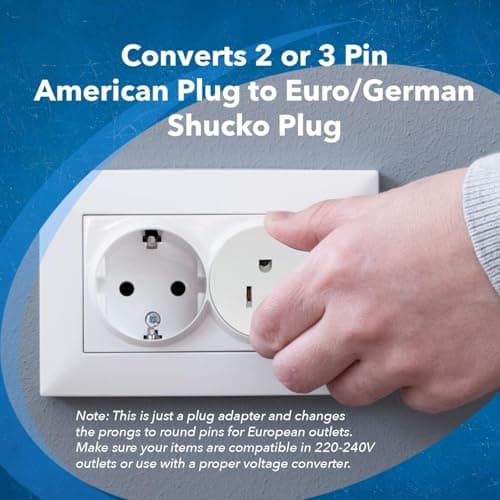 OREI American USA To European Plug Adapter – Type E/F Schuko Plug Adapter - Use in Germany, France, & More - CE Certified – For Mobile, Laptop & Camera Chargers - 6 Pack — view 7
