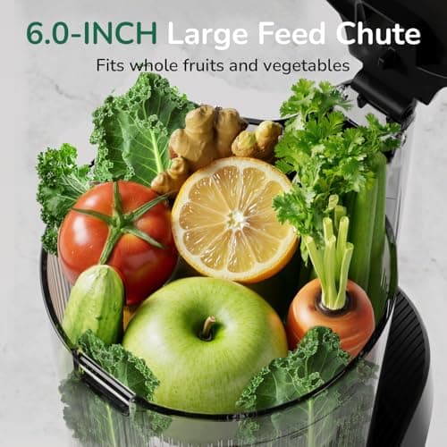 Canoly C16 Cold Press Juicer, 6" Extra Wide Feed Chute, 3-IN-1 Strainers (Juice & Sorbet & Nut Milk), Powerful AC Brushless Motor, Self Precut System, Juicer Machines with BPA-Free (Space Gray) — view 2