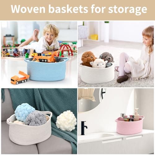 Happyiren Cute Woven Gift Basket – Beige Empty Gift Basket for Nursery, Baby Shower Gifts, Birthday, Wedding, Burr Baskets for Valentines Day,, Decorative Storage Bin for Toys, Diapers, Books — view 5
