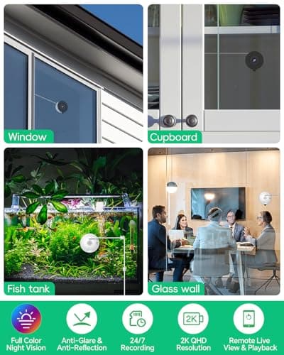 SYMYNELEC Window Cameras for Home Security: Indoor Camera for Outdoor Monitoring with 2K Full Color Upgraded Night Vision Motion Human Vehicle Detection Easy Installation with Tilt Mount — view 4