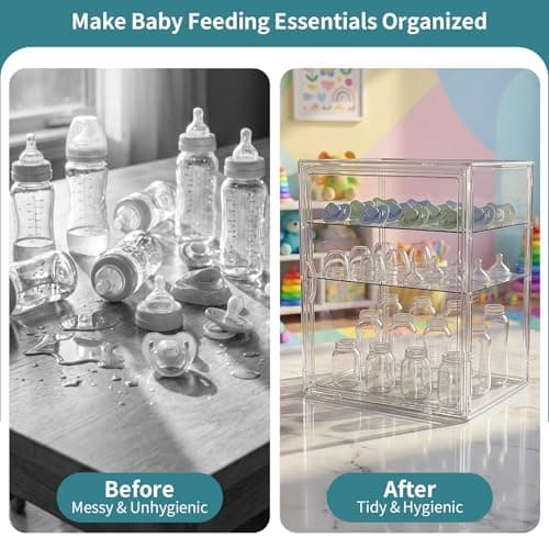 LARGE Baby Bottle Organizer, UPGRADED Bottle Storage Organizer Baby for Countertop Cabinet, Removable Baby Organizer with Magnetic Door, Bottle Station Organizer for Nipples, Pump Parts, THICKENED — view 5