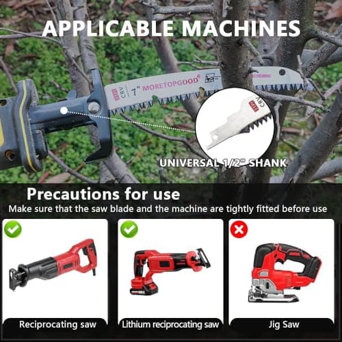 MORETOPGOOD 7 Inch Arc Curved Reciprocating Saw Blade with Chipconveyor Design, 7TPI Japanese Teeth with Arc Edge Wood Pruning Saw Blades for Tree Trimming, Wood Cutting,3-Pack — view 4
