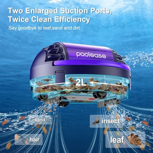 Poolease Cordless Pool Vacuum Robot with Dual high-Powerful Motors Provide Strong Suction, Self-Parking, 100 Min Runtime, Robotic Pool Cleaner for Above/In-ground Flat Pool up to 960 Sq.ft — view 2