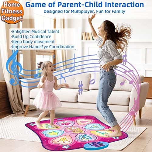 SUNLIN Dance Mat, Girls Toys Gifts for Kids Age 3-8, Dance Pad with LED Lights, Adjustable Volume, Built-in Music, 3 Challenge Levels, Christmas Birthday Gift for Girl 3-10 Years Old — view 2